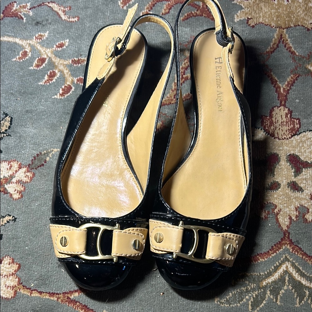 Etienne Aigner Black and Tan Women's Slingback Shoes